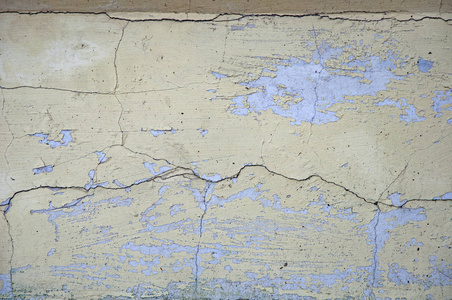 混凝土背景纹理有裂缝。 旧的损坏的混凝土。