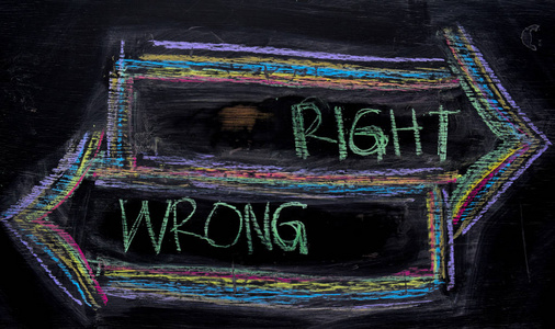 黑板上用彩色粉笔概念写的对或错