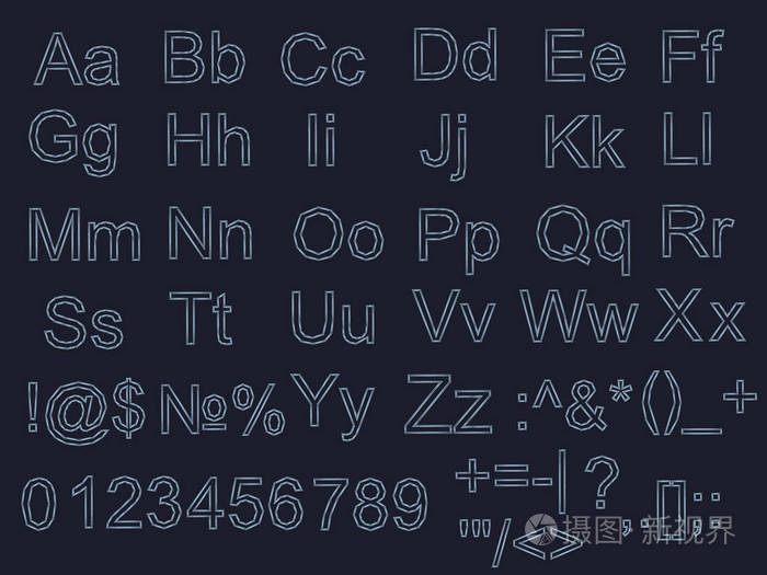 带有大写字母和小写字母的几何字母几何特殊字符矢量图