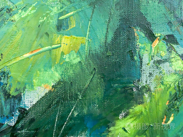 有质感的艺术画布,手绘绿色背景,富有表现力的笔触