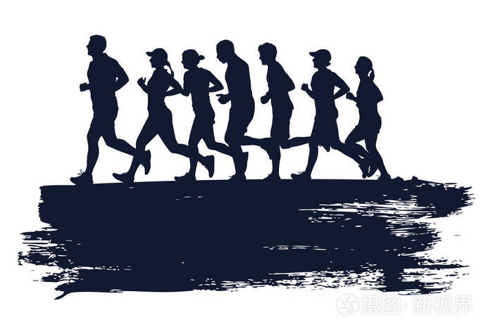 跑马拉松矢量的人的轮廓