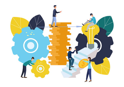 矢量图, 公司从事联合建设和现金利润的培育, 事业成长到成功, 业务