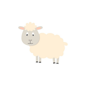 白色背景上可爱的羊。 矢量图。