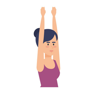 女性练习瑜伽姿势矢量插图设计