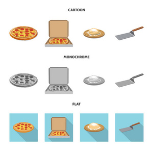 比萨和食物图标的矢量插图。一套比萨和意大利股票矢量插图