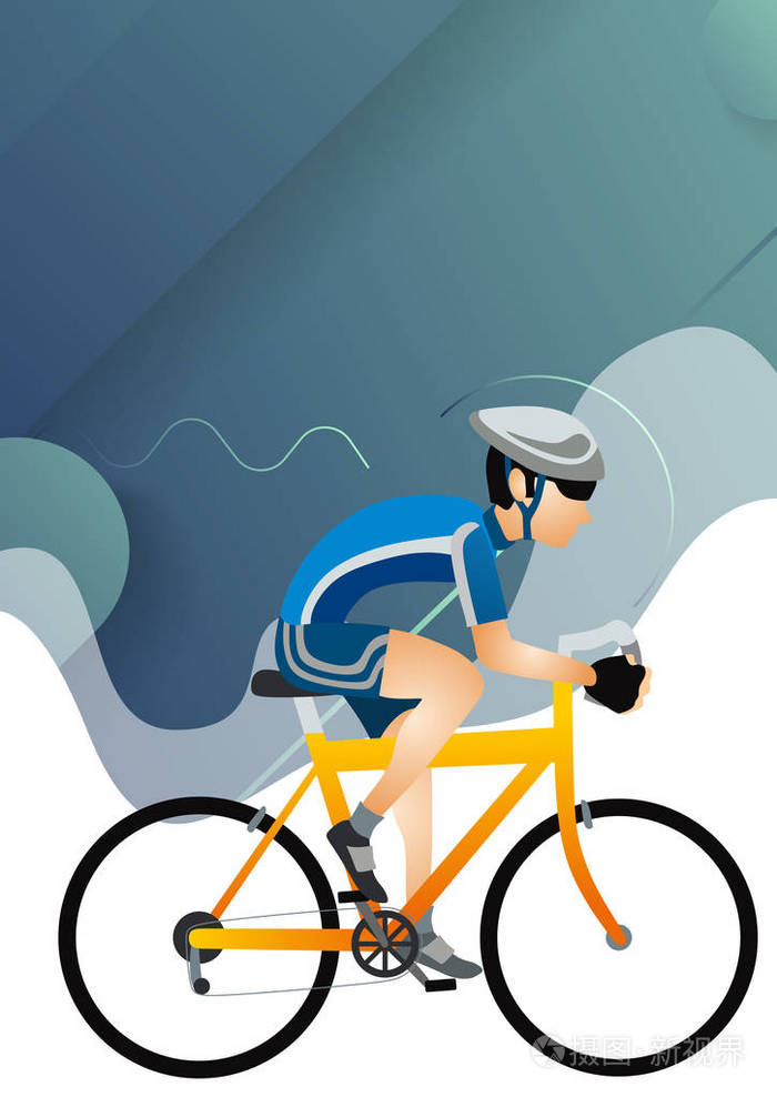 动画片运动员骑自行车在头盔骑自行车在运动服
