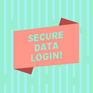 文字书写文本安全数据登录。用于验证用户使用服务的一组凭据的业务概念空白颜色折叠横幅条形平样式照片, 用于公告海报