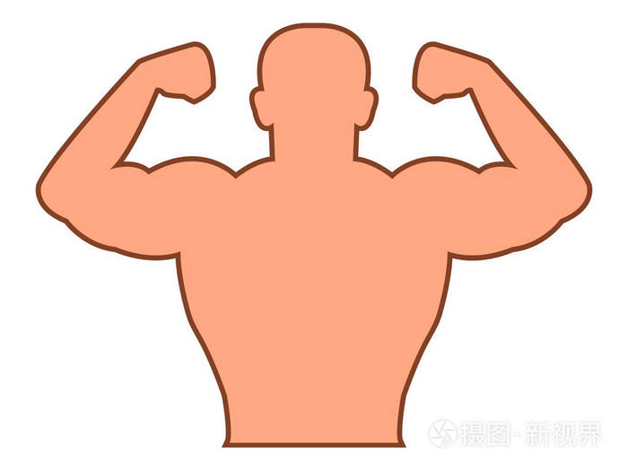 健身器肌肉轮廓,白色背景上的矢量图标