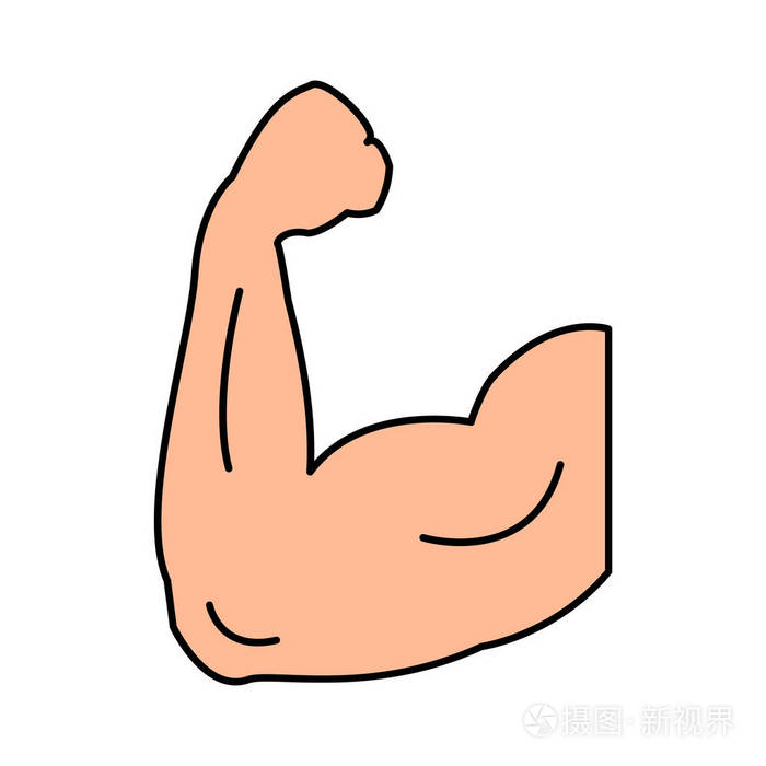 健身器肌肉手臂轮廓,白色背景上的矢量图标插画-正版商用图片18op6h