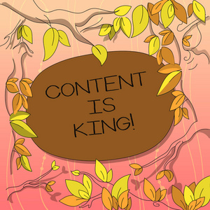 显示内容是 王 的文本符号。概念照片内容是当今营销策略的核心树分支散落在树叶周围的空白颜色文本空间
