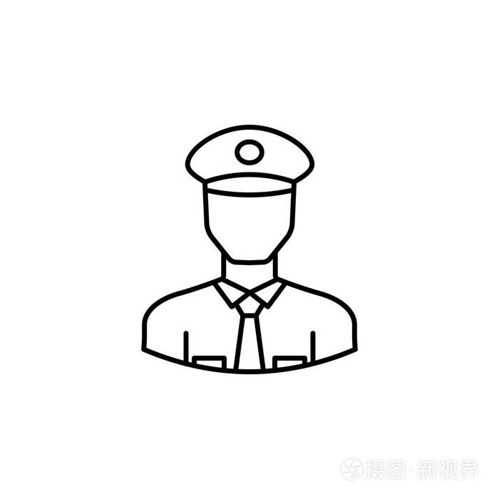 化身警察轮廓图标标志和符号可用于白色背景上的web徽标移动应用程序