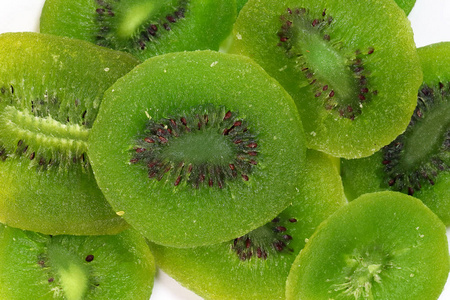 干燥的，保存的绿色猕猴桃成熟的水果片，五颜六色的，甜蜜的