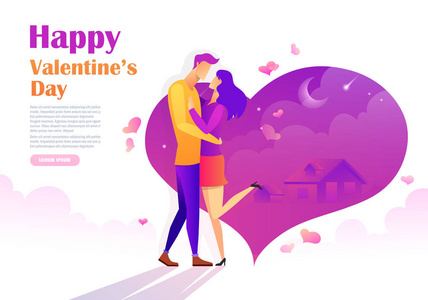 s Day design with couple in love kissing on the background of th