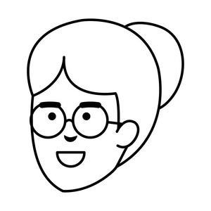 头戴眼镜的老年妇女头像字符矢量插图设计