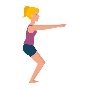 女性练习瑜伽姿势矢量插图设计