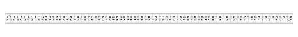 尺子80厘米。 尺子800毫米。 标尺上标记的方向从左到右，从右到左。 除法值0.5毫米。 精确长度测量装置。 校准网格。