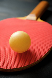 球和网拍打乒乓球。
