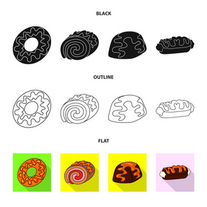 糖果和烹饪图标的孤立对象。糖果和产品库存向量的汇集例证
