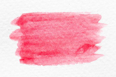 红色水彩手绘作为画笔或横幅在白纸背景上