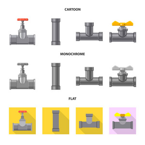 管道和管状标志的矢量设计。库存管道和管道矢量图标的收集