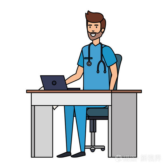 咨询室矢量插图全科医生