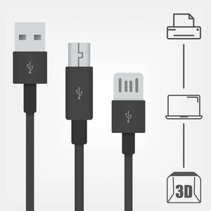 usb 类型 a 和 b 型接口矢量图标