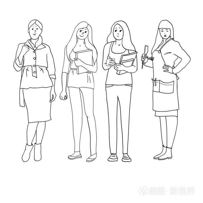 卡通职场女性简笔画图片