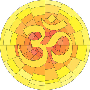 白色背景上的佛教符号欧姆矢量插图。 奥姆。