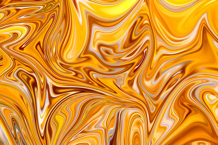 现代艺术模式。 液体抽象图案采用金色黄色和黑色图形颜色艺术形式。 具有液化流的数字背景。