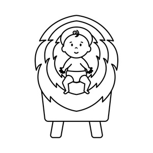 耶稣婴儿摇篮稻草矢量插图设计