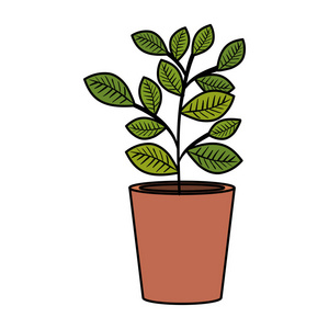 盆栽植物盆栽图标矢量插图设计