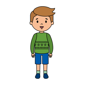 小男孩冬季服装矢量插图设计