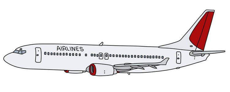 红白喷气式客机矢量手绘图