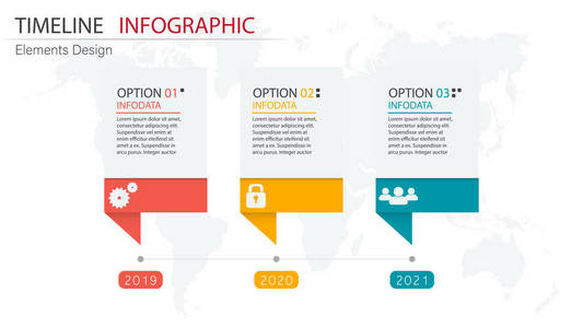 矢量抽象元素时间线信息图表3步。 设计业务财务模板版面小册子工作流信息展示等。 信息图表时间表。 抽象三维向量。