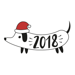 2018年新年快乐贺卡带狗帽