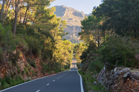 美丽的景观，惊人的道路，美妙的风景在山上。 马略卡。 巴厘岛群岛。 西班牙