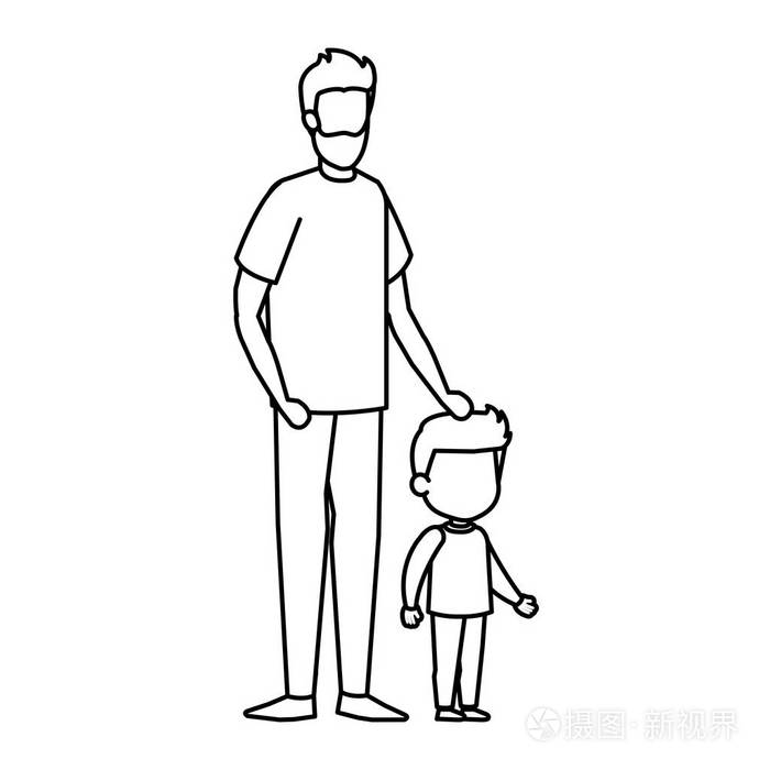 父亲与儿子角色矢量插图设计插画-正版商用图片18p3jc-摄图新视界