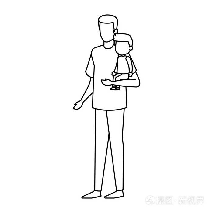 父亲与儿子角色矢量插图设计插画-正版商用图片18p3my-摄图新视界