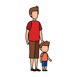 父亲与儿子角色矢量插图设计