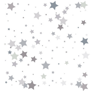 银色闪光的流星。白色背景上的银色星星。新年圣诞节生日派对婚礼卡片邀请传单代金券网页标题的矢量模板。星星纸屑。