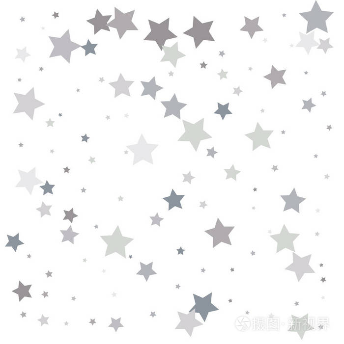 白色背景上的银色星星.