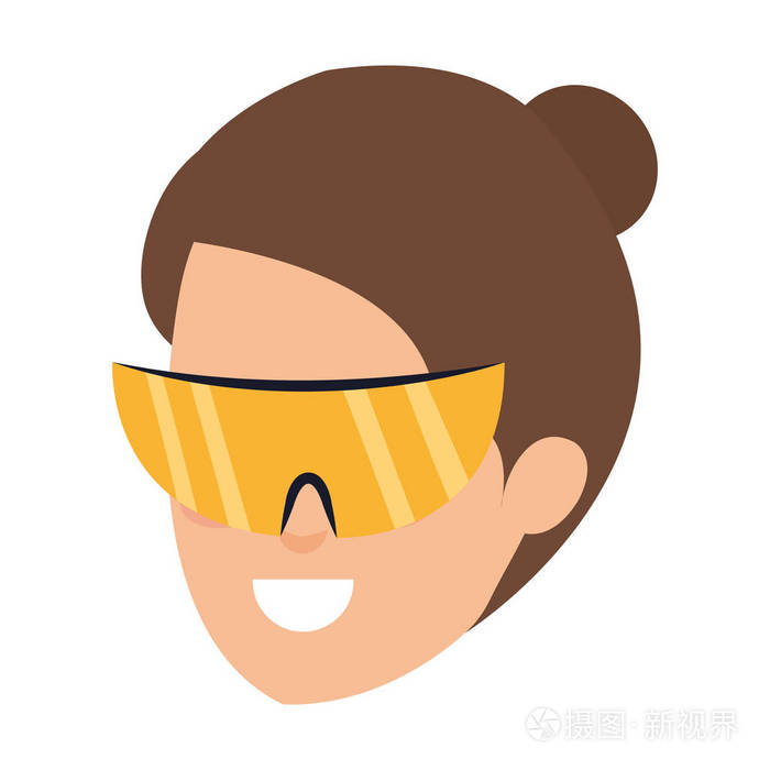 头部女性建造师护目镜矢量插图设计