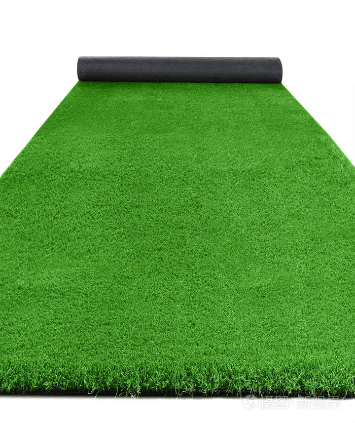 白色背景的亮绿色地毯