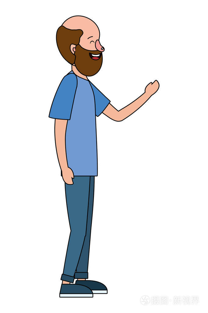 人体左手举起卡通矢量插图平面设计