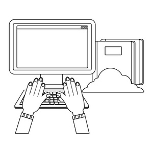 在线教育计算机卡通插图平面设计