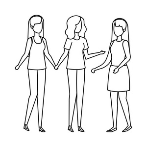 女性群体化身人物矢量插图设计