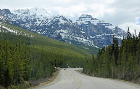 道路和洛基山脉库特奈国家公园不列颠哥伦比亚省加拿大
