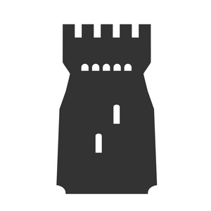 向量塔符号。查出的城堡图标在白色