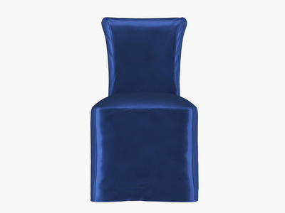 蓝色椅套织物白色背景三维渲染
