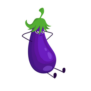 有趣的快乐茄子蔬菜插图